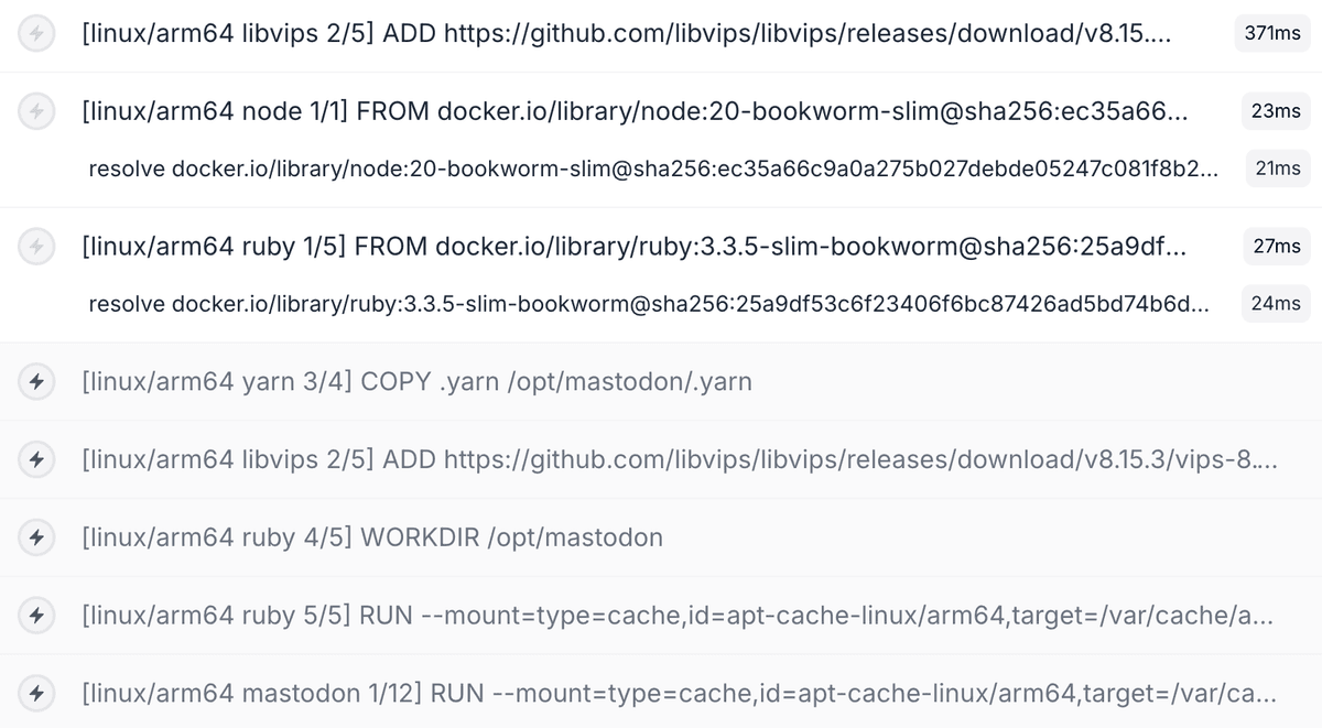 cached build steps