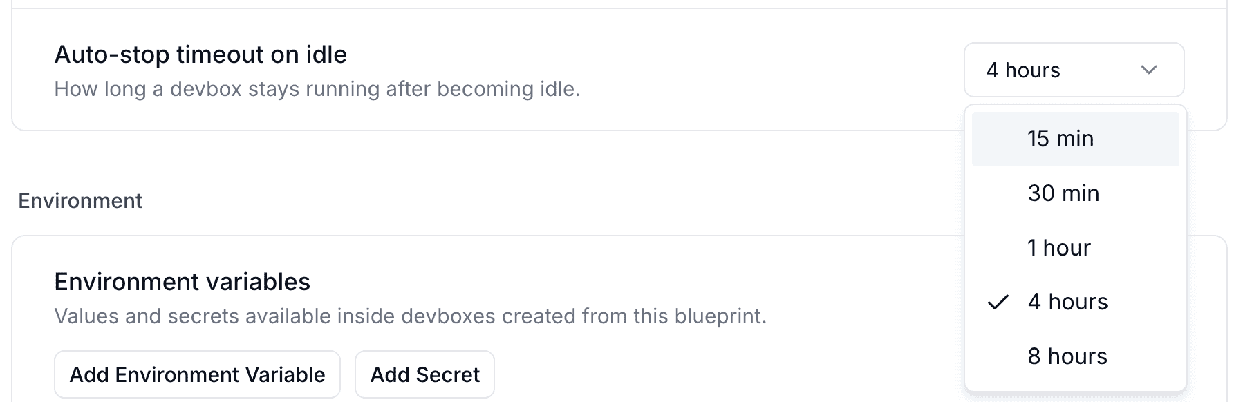 Configure idle timout