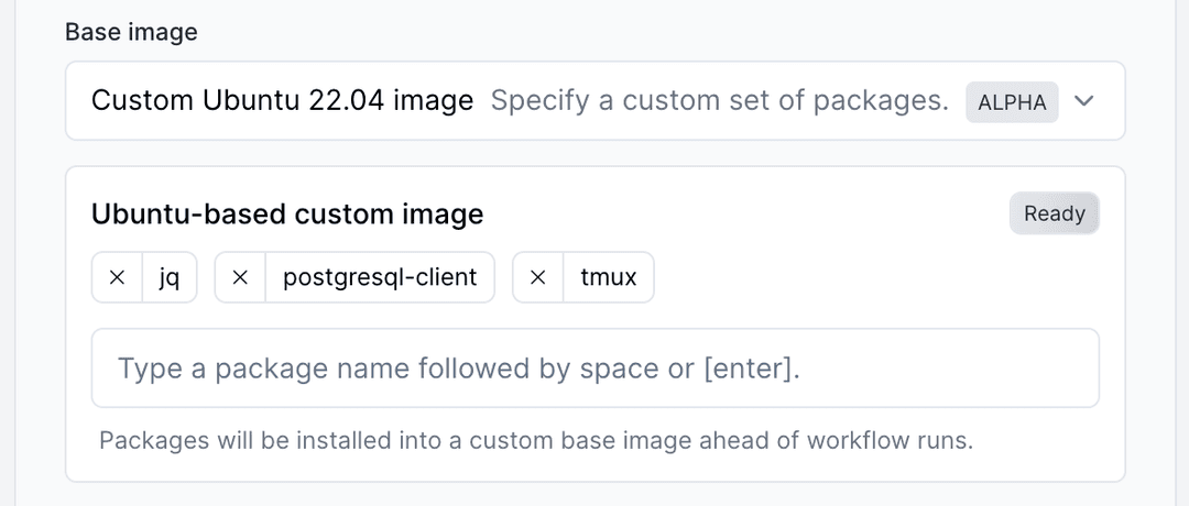 runner profile base image configuration ready