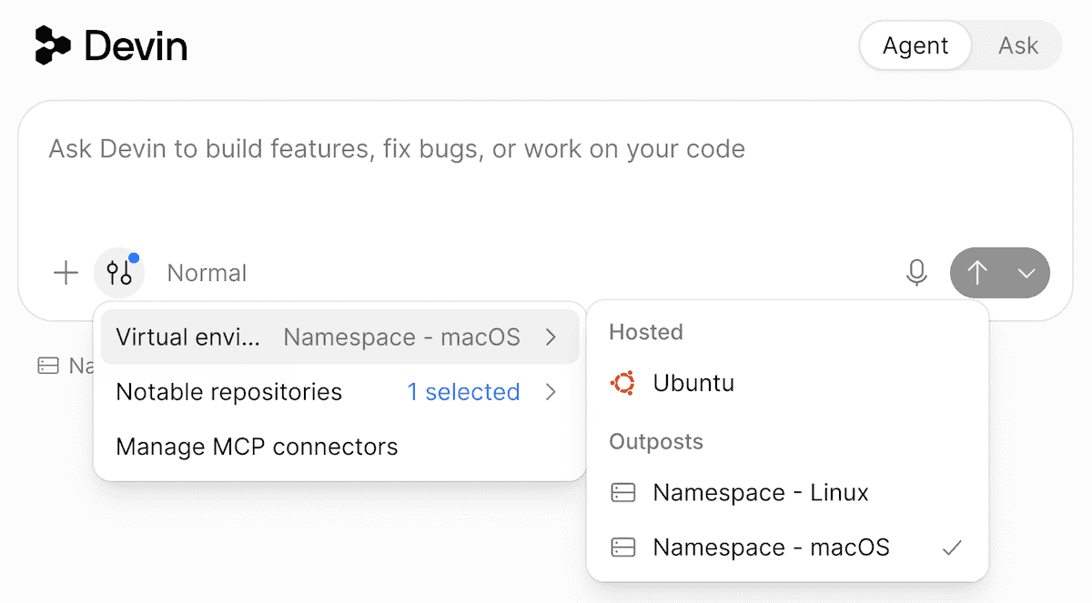 How to select Devbox as virtual environment