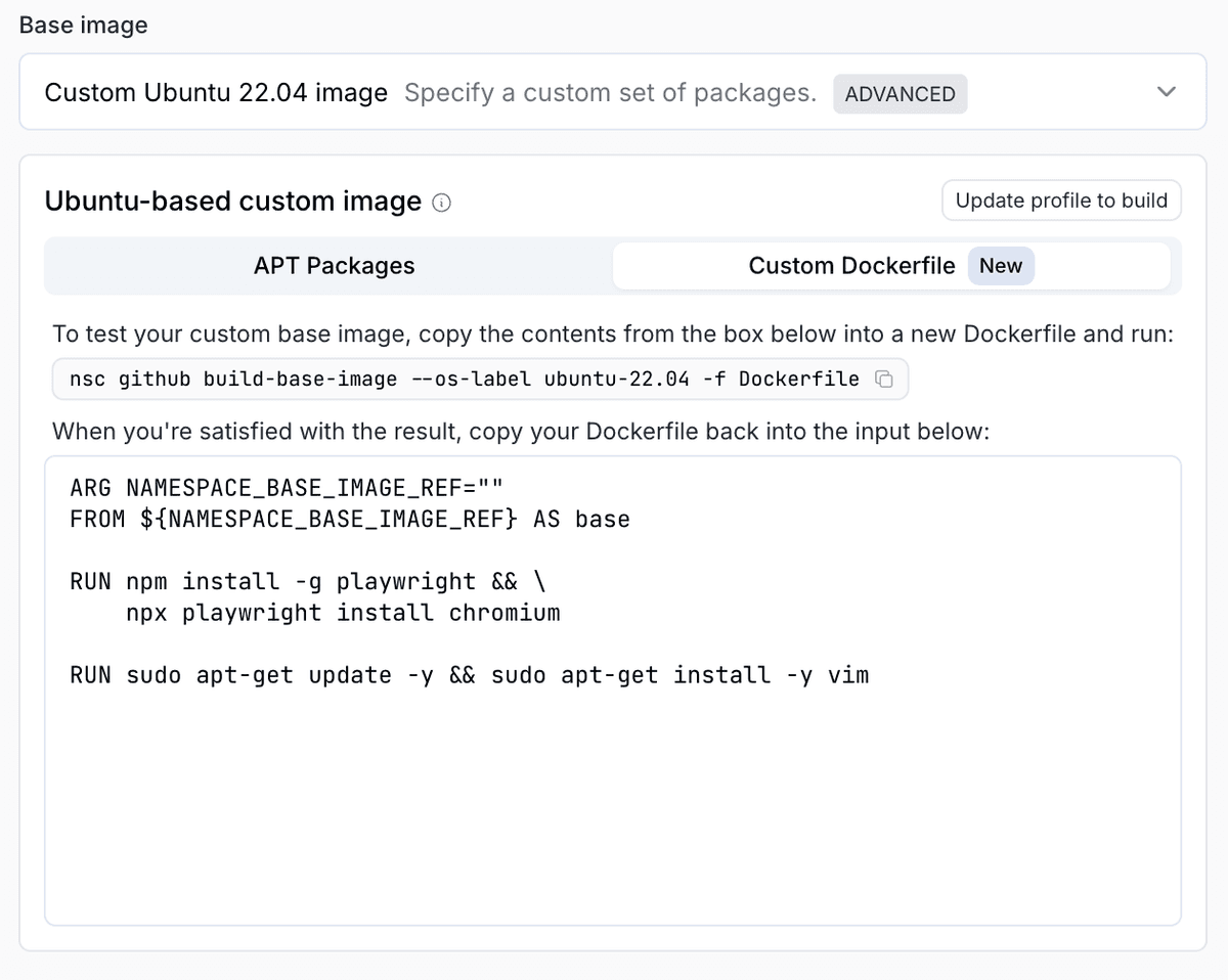 Custom Dockerfile