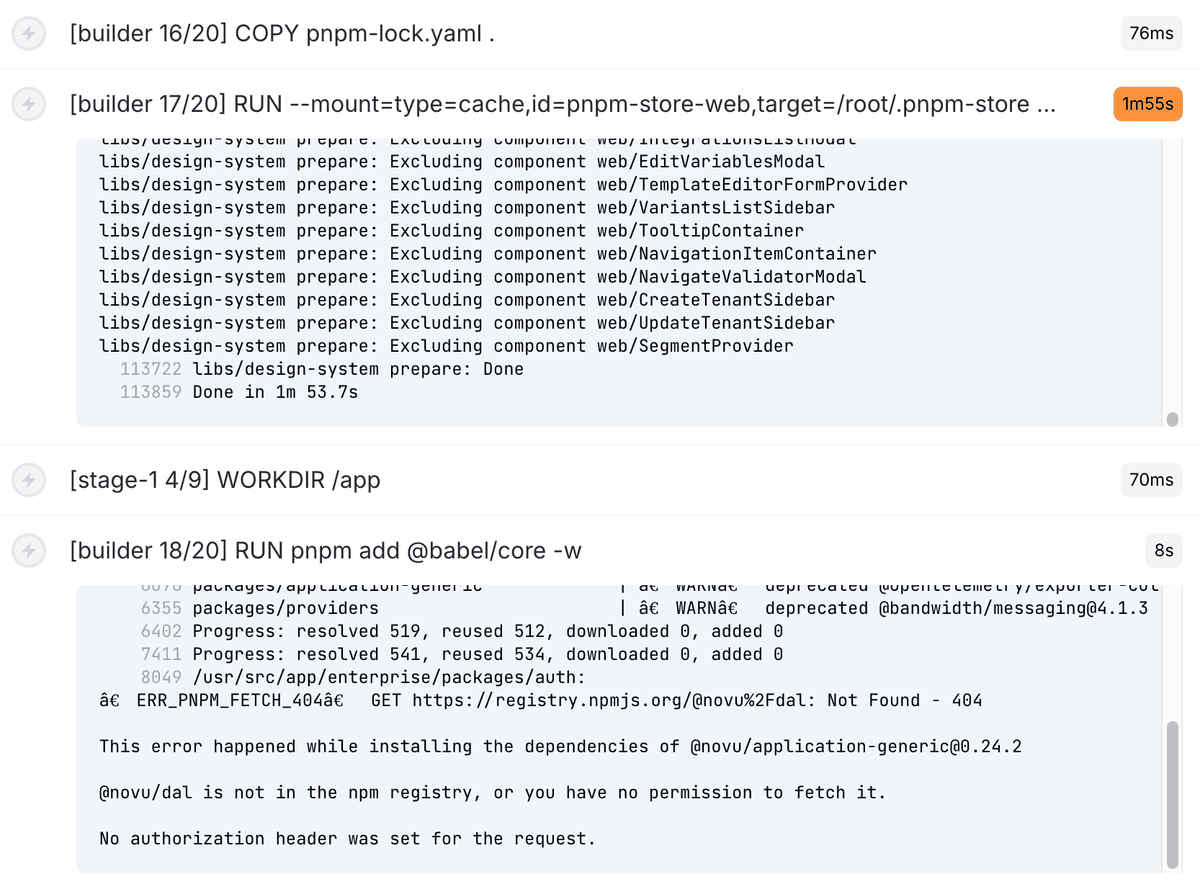 build step logs