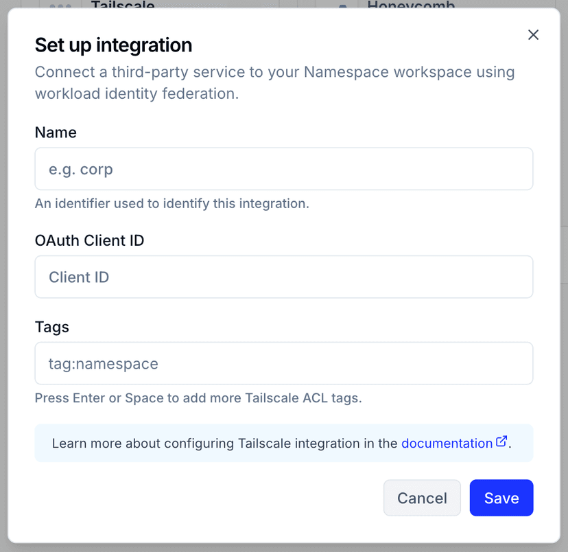 Namespace's Tailscale Integration Setup