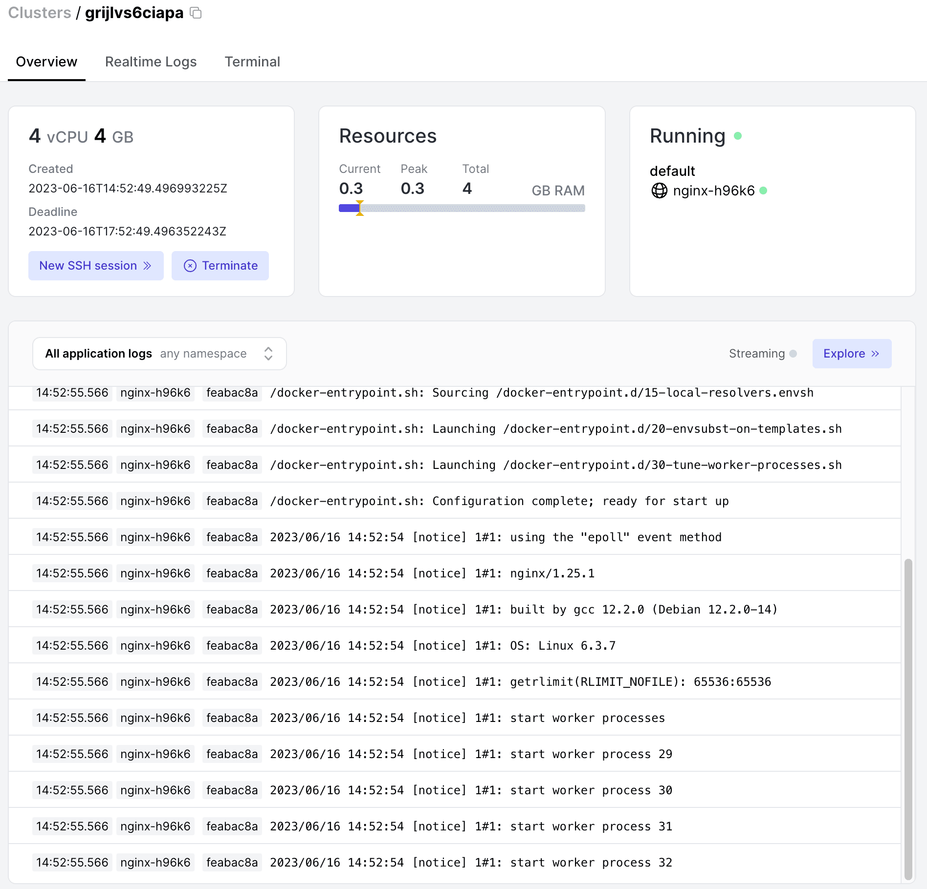 logs page