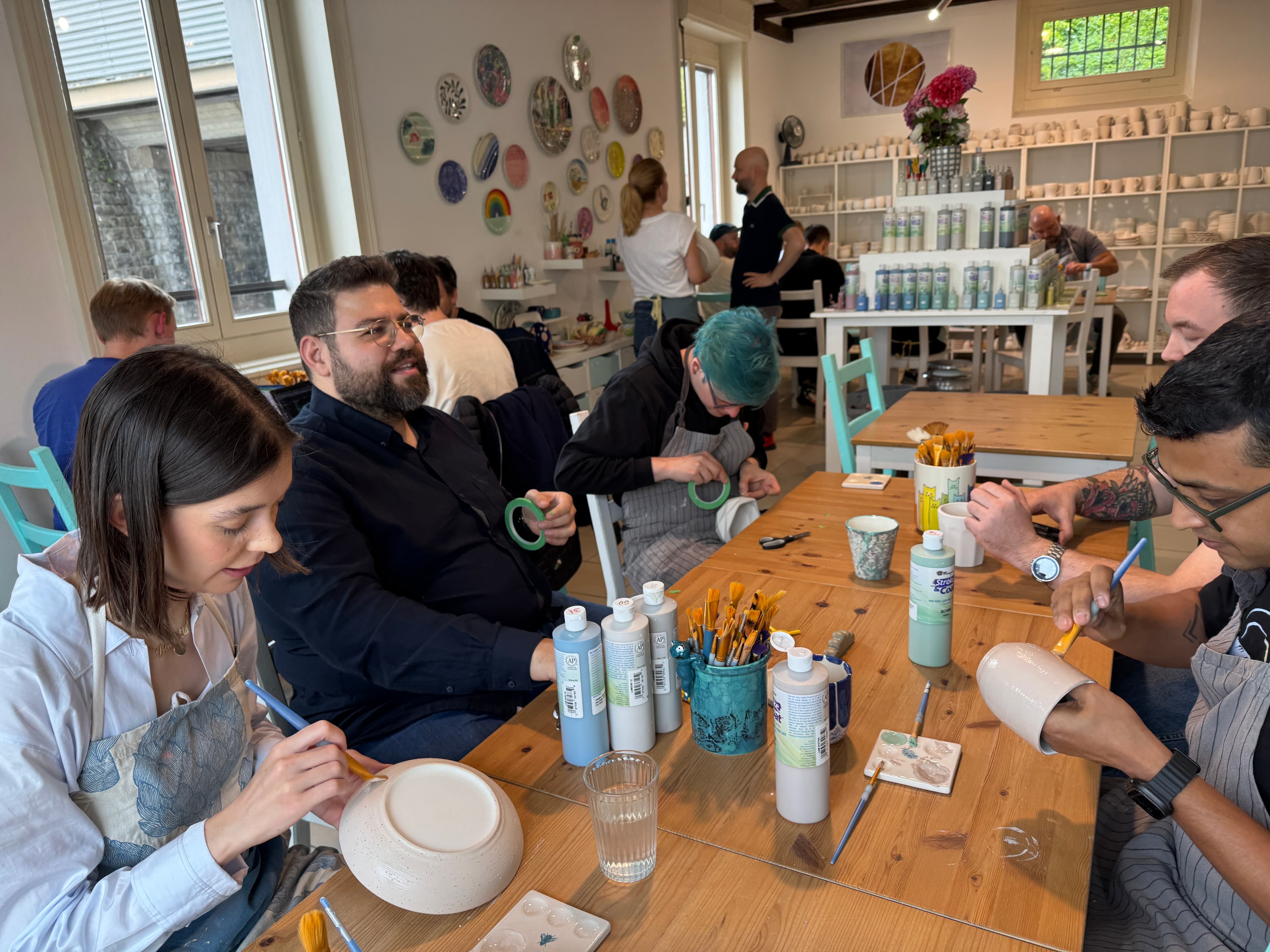 Namespace Labs team painting pottery in Zürich, May 2026