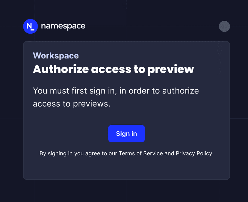 auth page for preview