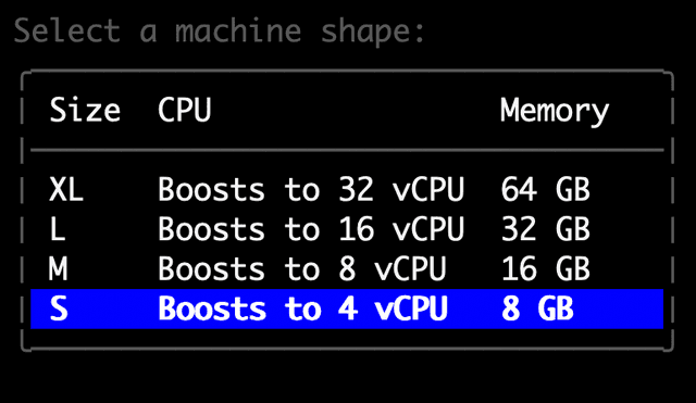 Devbox Size Prompt