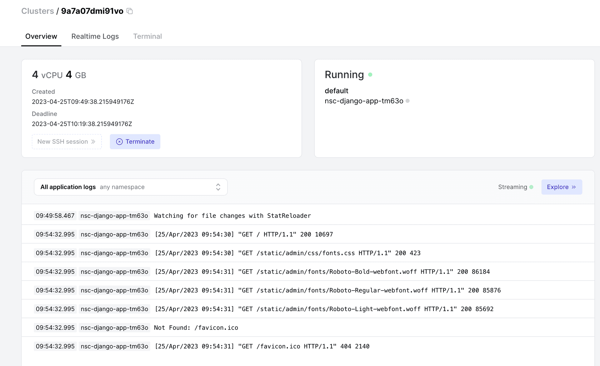 logs page