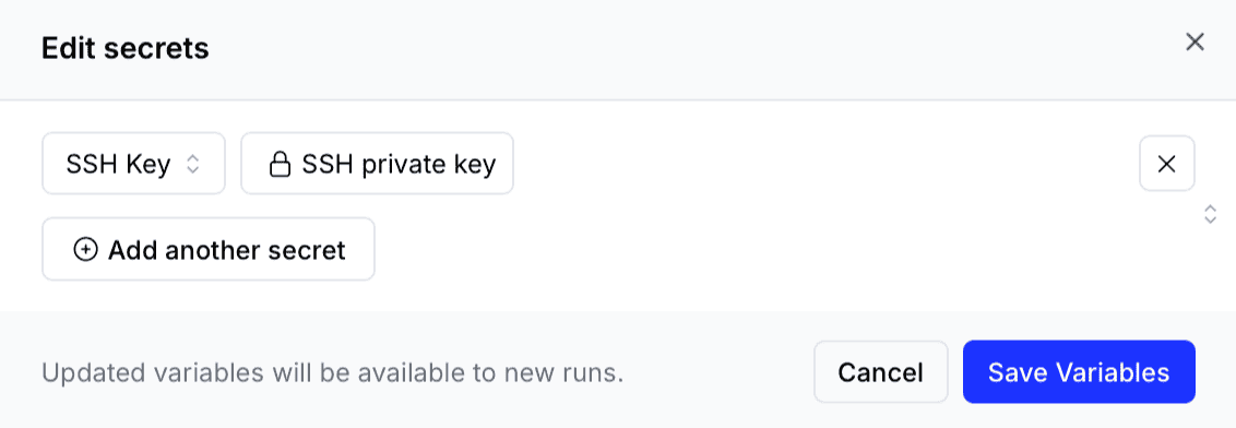 SSH private key configuration